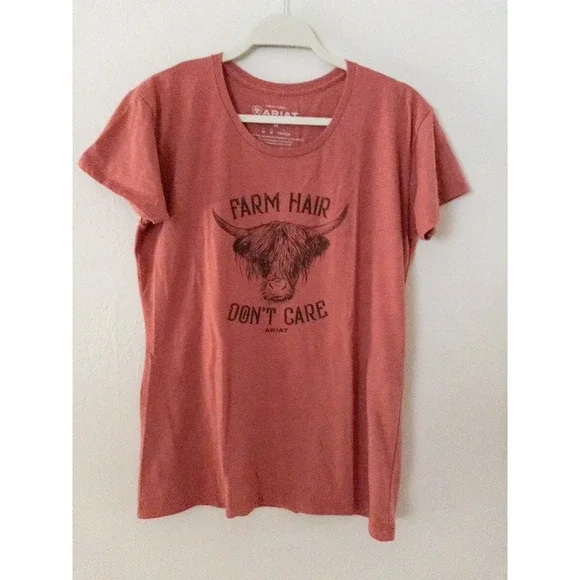 Ariat Farm Hair Graphic Tee Western Country Casual Top Women's M - Picture 2 of 5